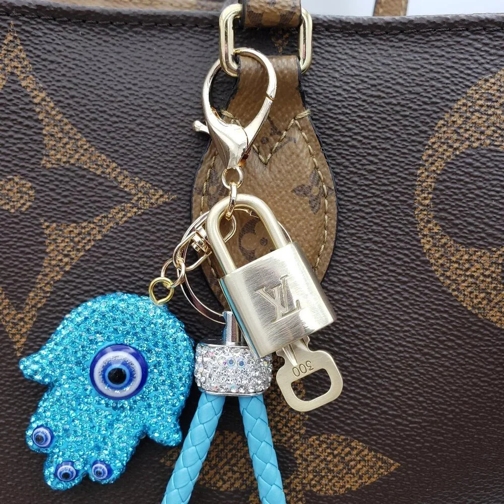 Authentic Louis Vuitton Gold Lock & Key 🔑 w/ Unbranded Evil Eye KeyCharm